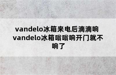 vandelo冰箱来电后滴滴响 vandelo冰箱嗡嗡响开门就不响了